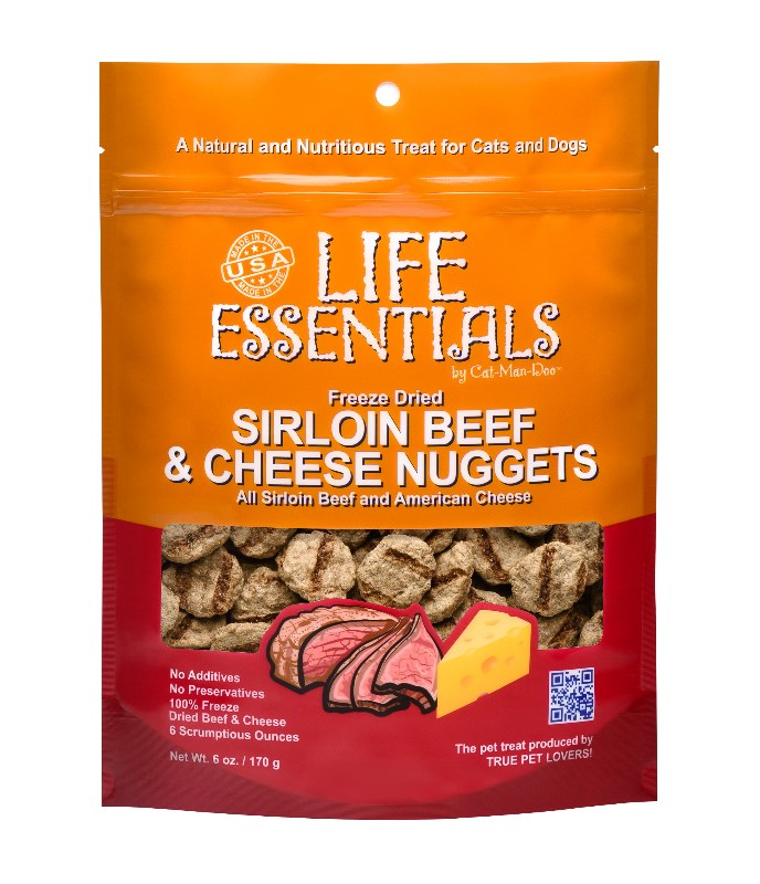 Life Essentials Freeze Dried Sirloin Beef and Cheese Nuggets 6oz. Bag